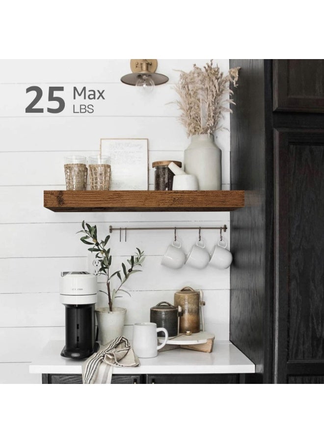 HOMESTAR 2Pcs Wall-Mounted Floating Shelves with Metal Brackets | Brown Tiger Wood Grain Display Shelf | Farmhouse Home Decor Multi-Functional Organizer For Bathroom, Living Room, Kitchen, Bedroom Storage and Plant Stand | 40*15*1.5cm - Image 2